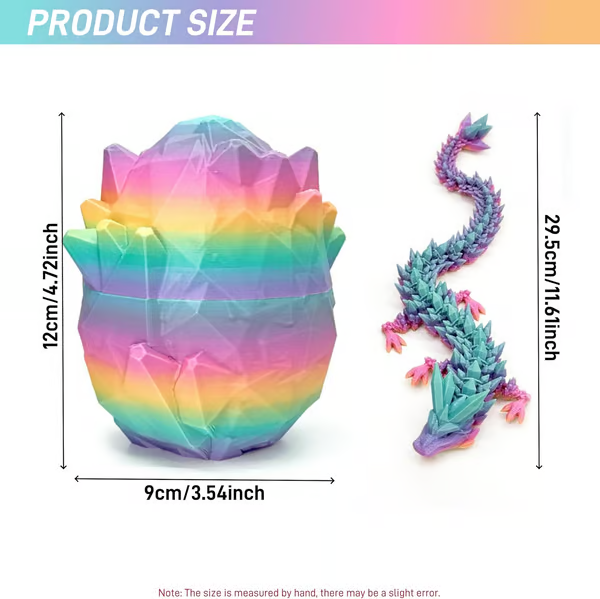 12" 3D Printed Dragon Egg Set with Gift Box & Card, Easter Eggs Mythical Dragon Eggs with Dragon Inside