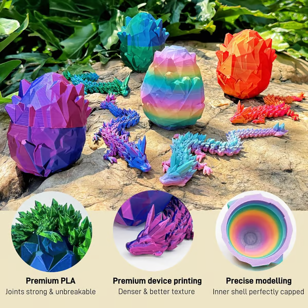 12" 3D Printed Dragon Egg Set with Gift Box & Card, Easter Eggs Mythical Dragon Eggs with Dragon Inside