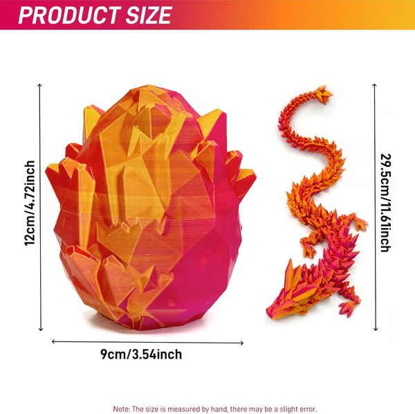 12" 3D Printed Dragon Egg Set with Gift Box & Card, Easter Eggs Mythical Dragon Eggs with Dragon Inside