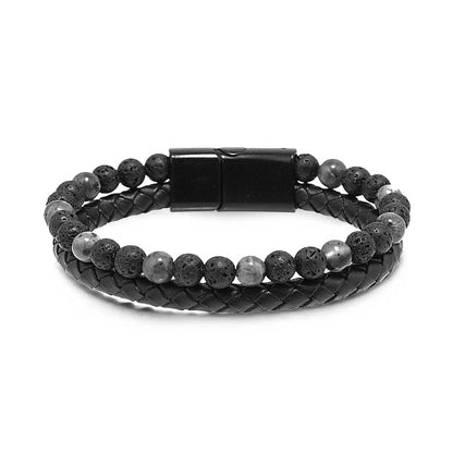 Natural Agate Stone Leather Beaded Bracelet(Limited time discount 🔥 last day)
